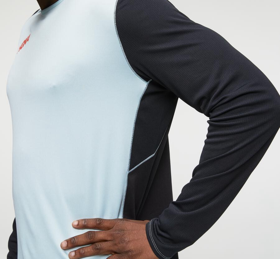 Hoka One One Top Erkek Mavi/Siyah - Performance Long Sleeve - WA1563289